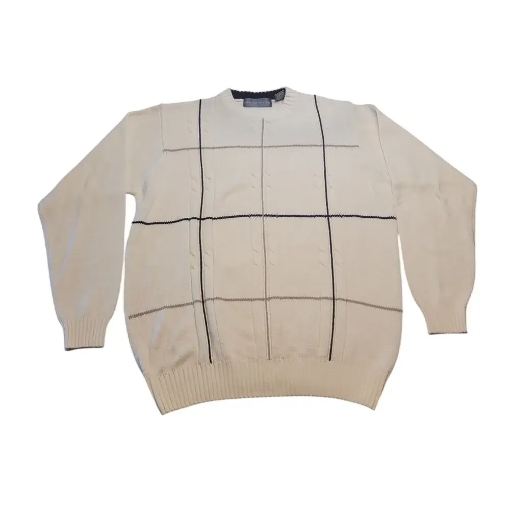 VTG Oscar de la Renta Cable Knit Sweater Mens L Grandpa Core